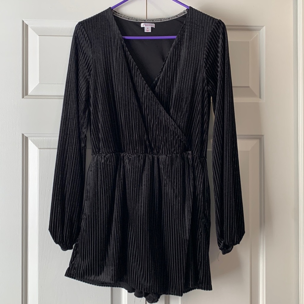Black Velour Romper